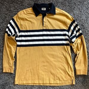 Vintage Haggar Rugby Style Yellow and Navy Striped Shirt